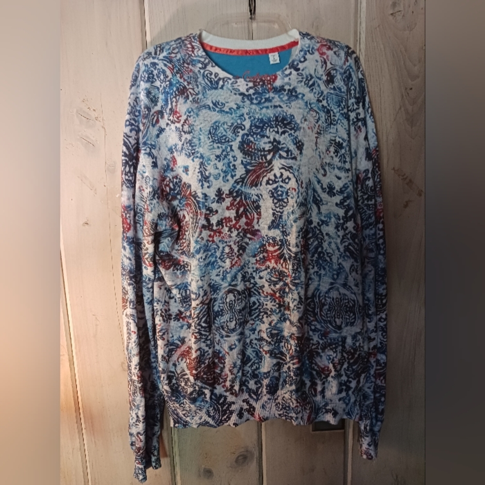 Robert Graham Mens Sweater Size Large Cotton /Linen Blend Boho / Eclectic
